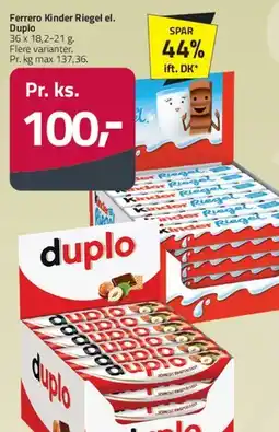 Fleggaard Ferrero Kinder Riegel / Duplo tilbud