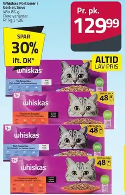 Fleggaard Whiskas portioner i gelé / sovs tilbud