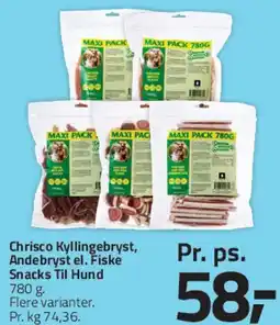 Fleggaard Chrisco / Kyllingebryst / Fiske snacks til hund tilbud