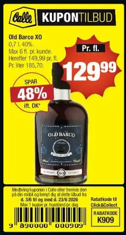 Calle Old Barco XO (0,7 L) tilbud