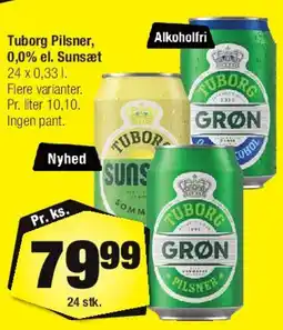 Calle Tuborg Pilsner / 0% el. Sunset tilbud
