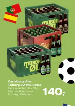Kvickly Carlsberg eller Tuborg 30 stk. kasse tilbud