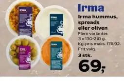 Kvickly Irma hummus, spreads eller oliven tilbud