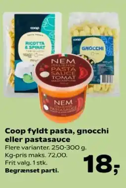 Kvickly Coop fyldt pasta, gnocchi eller pastasauce tilbud