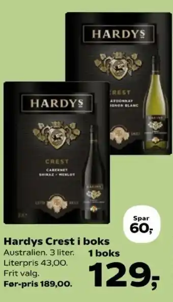Kvickly Hardys Crest i boks tilbud