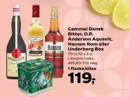 Kvickly Gammel Dansk Bitter, O.P. Anderson Aquavit, Hansen Rom eller Hansen Underberg Box tilbud