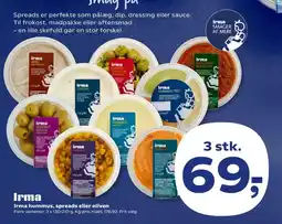 Kvickly Irma hummus, spreads eller oliven tilbud
