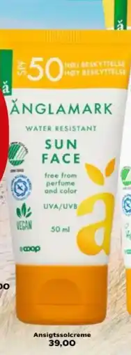 Kvickly Änglamark aftersun Ansigtssolcreme faktor 50 tilbud