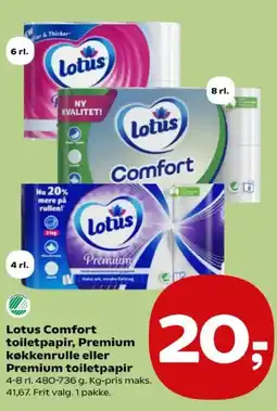 Kvickly Lotus Comfort toiletpapir, Premium køkkenrulle eller Premium toiletpapir tilbud