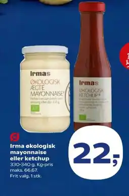 Kvickly Irma økologisk mayonnaise eller ketchup tilbud