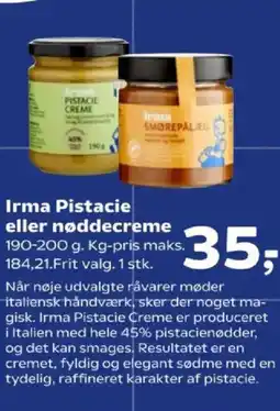 Kvickly Irma Pistacie eller nøddecreme tilbud