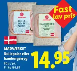Lidl MADVÆRKET Rullepølse eller hamburgerryg tilbud