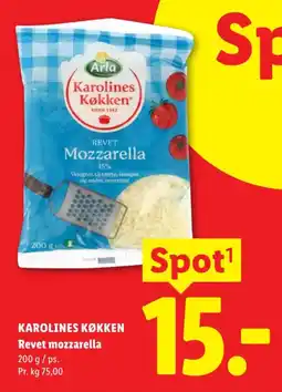Lidl ARLA Karolines Køkken Revet mozzarella tilbud