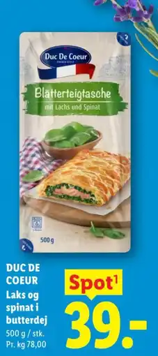 Lidl DUC DE COEUR Laks og spinat i butterdej tilbud