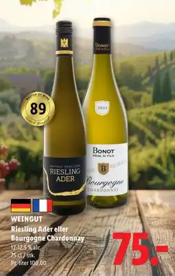 Lidl WEINGUT Riesling Ader eller Bourgogne Chardonnay tilbud