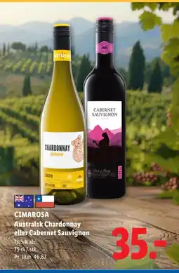 Lidl CIMAROSA Australsk Chardonnay eller Cabernet Sauvignon tilbud