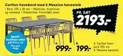 Bilka Carlton havebord med 6 Messina havestole tilbud