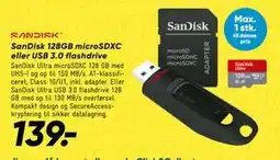 Bilka SanDisk 128GB microSDXC eller USB 3.0 flashdrive tilbud