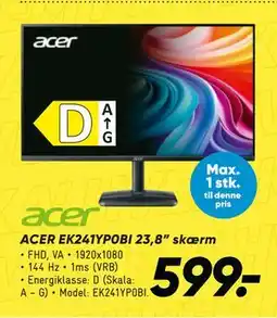 Bilka ACER EK241YP0BI 23,8” skærm tilbud