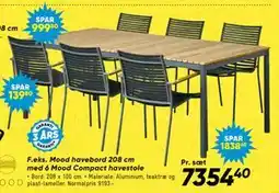 Bilka Mood havebord 208 cm med 6 Mood Compact havestole tilbud