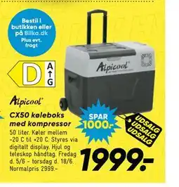 Bilka CX50 køleboks med kompressor tilbud