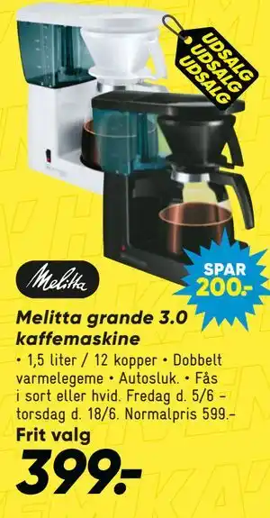Bilka Melitta grande 3.0 kaffemaskine tilbud