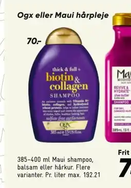 Bilka Ogx eller Maui hårpleje tilbud