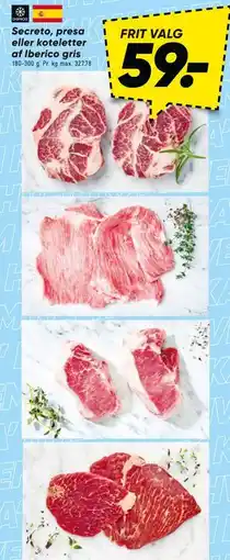 Bilka Secreto, presa eller koteletter af Iberico gris tilbud