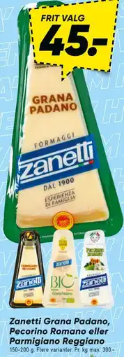 Bilka Zanetti Grana Padano, Pecorino Romano eller Parmigiano Reggiano tilbud