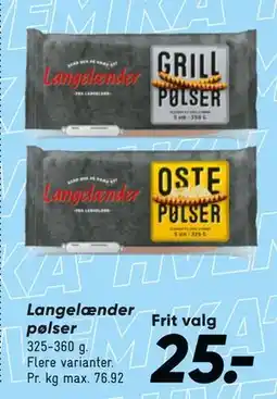 Bilka Langelænder pølser tilbud