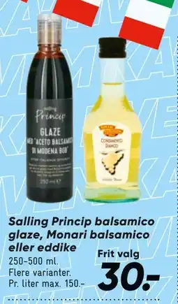 Bilka Salling Princip balsamico glaze, Monari balsamico eller eddike tilbud