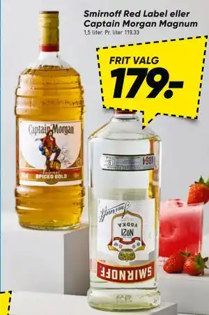 Bilka Smirnoff Red Label eller Captain Morgan Magnum tilbud