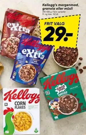 Bilka Kellogg’s morgenmad, granola eller müsli tilbud