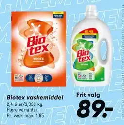 Bilka Biotex vaskemiddel tilbud