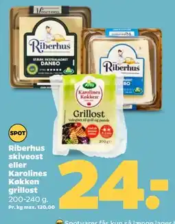 Netto Riberhus skiveost eller Karolines Køkken grillost tilbud