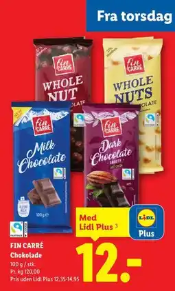 Lidl FIN CARRÉ Chokolade, App-pris tilbud