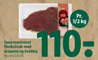 Coop 365 Coop marineret flanksteak med oregano og hvidløg tilbud