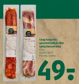 Coop 365 Coop long ribs gourmetsaltet eller spicy korean bbq tilbud