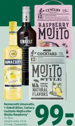 Coop 365 Ramazzotti Limoncello / 1-Enkelt Bitter / Century Cocktails Mojito (inkl. Raspberry) tilbud