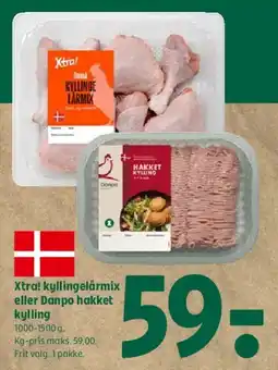 Coop 365 Xtra! kyllingelårmix eller Danpo hakket kylling tilbud