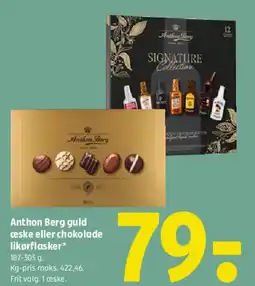 Coop 365 Anthon Berg guld æske / chokolade likørflasker tilbud