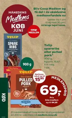 Coop 365 Tulip spareribs eller pulled pork tilbud