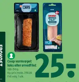 Coop 365 Coop varmrøget laks eller ørredfilet tilbud