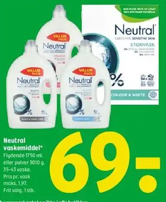 Coop 365 Neutral vaskemiddel tilbud