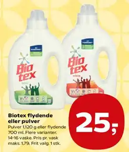 SuperBrugsen Biotex flydende eller pulver tilbud