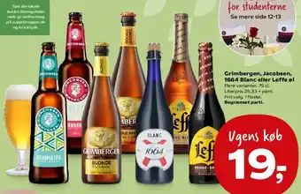 Grimbergen, Jacobsen, 1664 Blanc eller Leffe øl