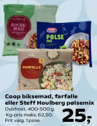 SuperBrugsen Coop biksemad, farfalle eller Steff Houlberg pølsemix tilbud