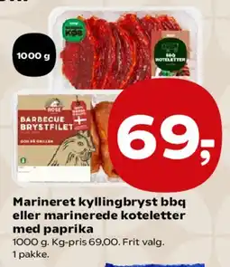 SuperBrugsen Marineret kyllingebryst bbq eller marinerede koteletter med paprika tilbud