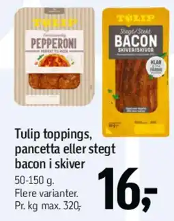 Føtex Tulip toppings / Pancetta / Stegt bacon i skiver tilbud