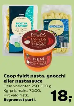 SuperBrugsen Coop fyldt pasta, gnocchi eller pastasauce tilbud